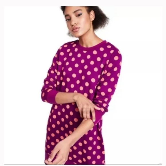 Victor Glemaud Polka Dot Tunic Dress Womens XS Crewneck Pullover Purple target - Picture 4 of 12